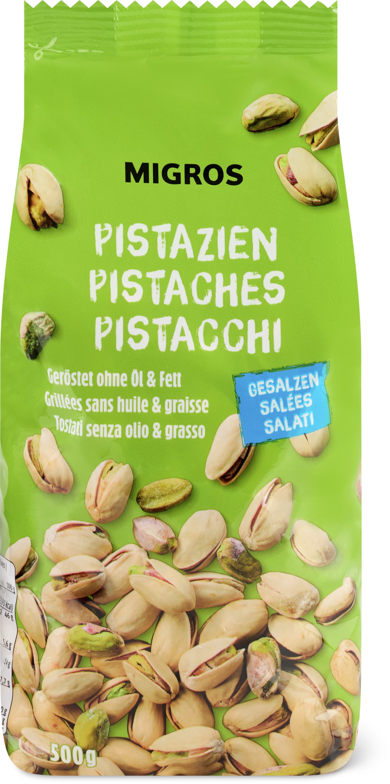 Migros Geröstete und gesalzene Pistazien 500g